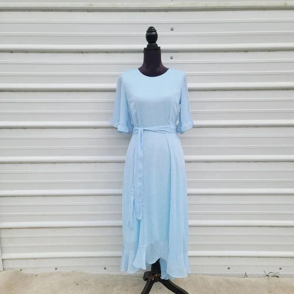Mello Day Nordstrom Womens Light Blue Flovy Flattering Formal Dress Hi Low Sz S - Picture 1 of 13